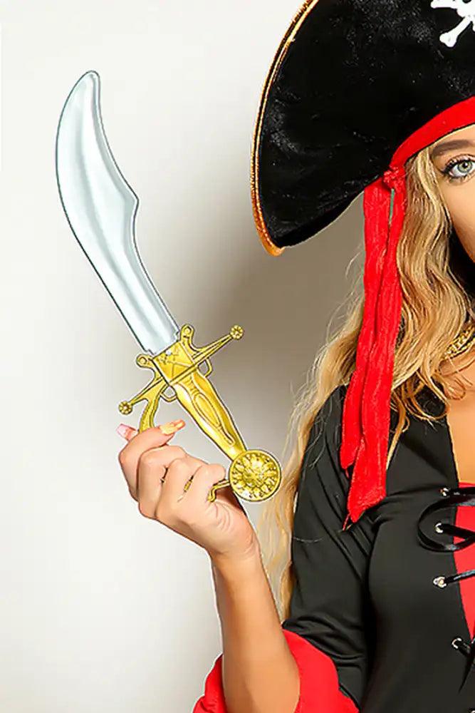 Gold Skull and Cross Bones Detail Pirate Sword