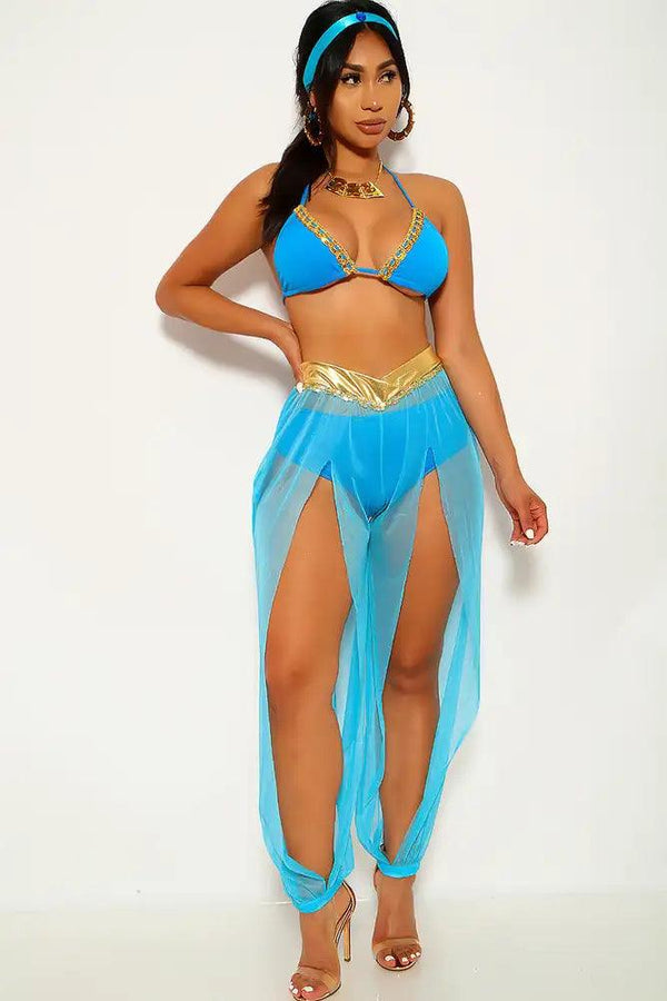 Gold Turquoise Metallic Princess J 3 Piece Costume