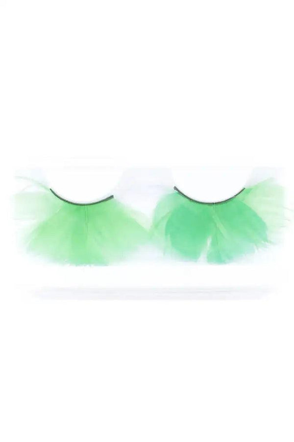 Green Faux Feather Eyelashes