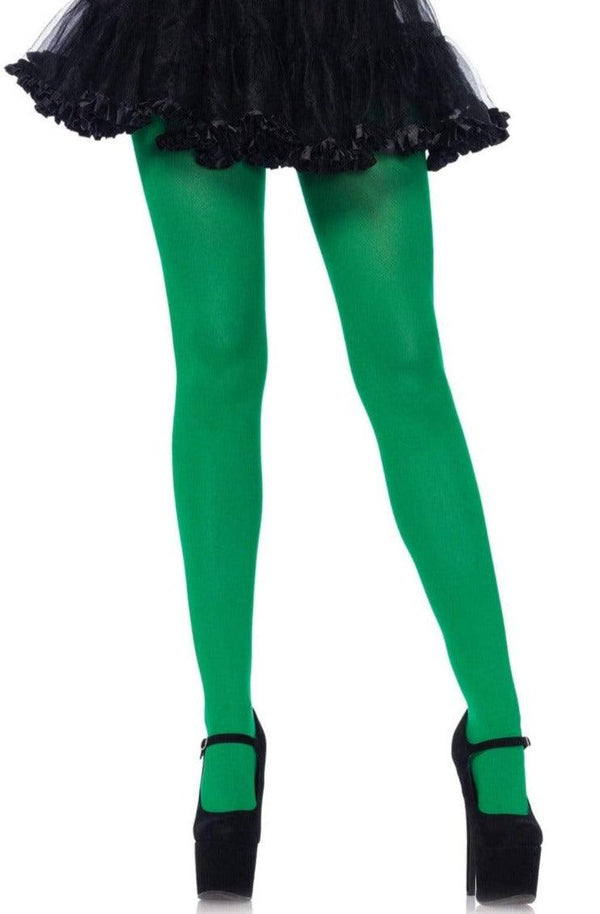 Green Nylon Spandex Plus Size Tights