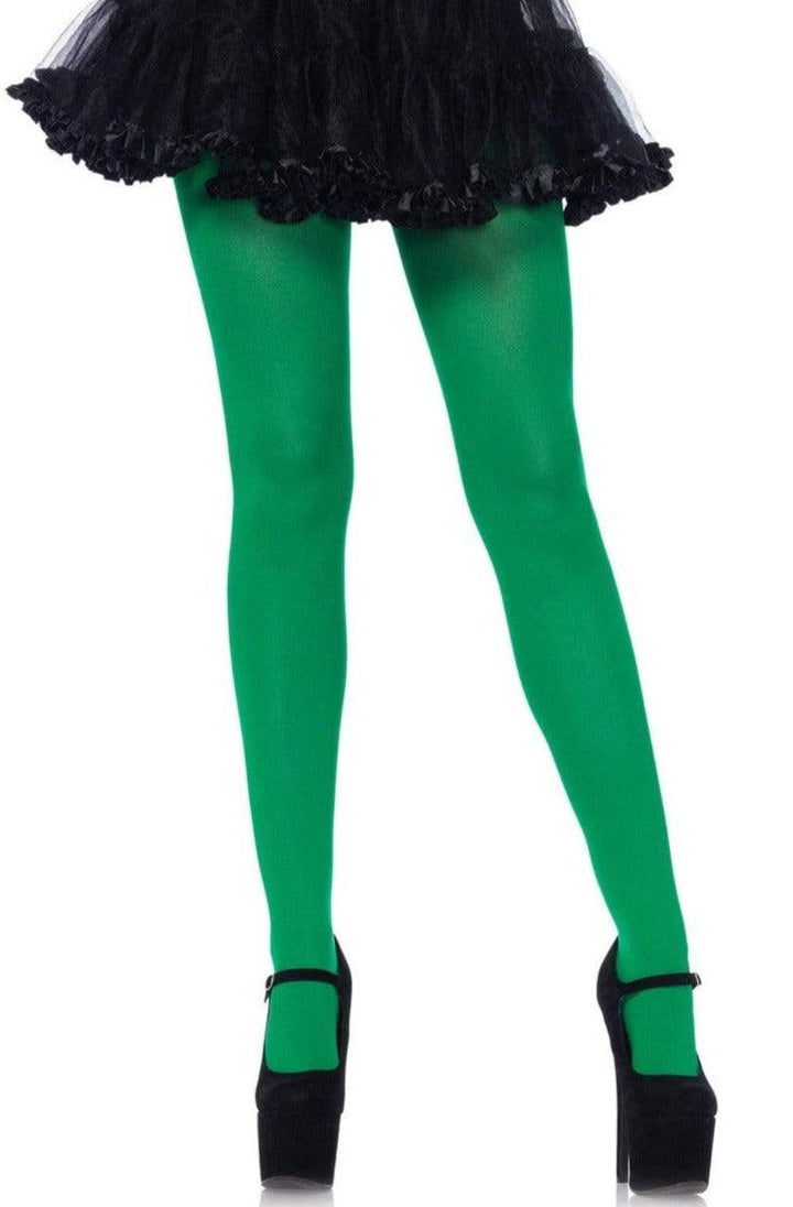 Green Nylon Spandex Plus Size Tights