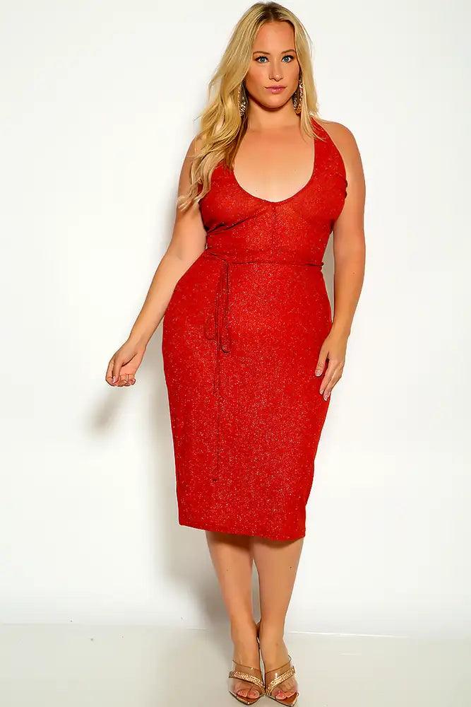 Iron Halter Back Lace Up Shimmer Plus Size Dress