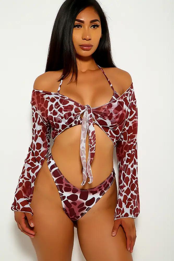 Leopard Print Three Piece Swimsuit