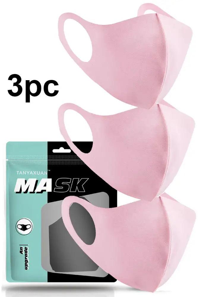 Light Pink Breathable Reusable Washable 3 Piece Face Mask