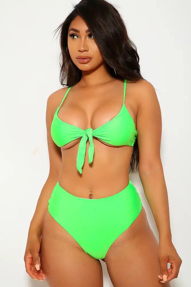 Lime Tie Knot Two Piece Swimsuit