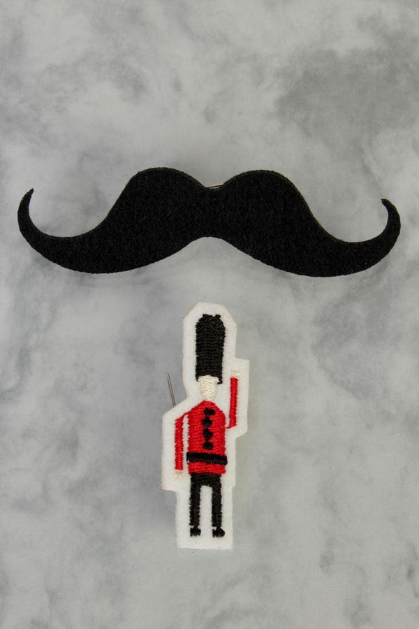 Mustache 2pc Embroidered Fabric Patch Miscellaneous Accessory