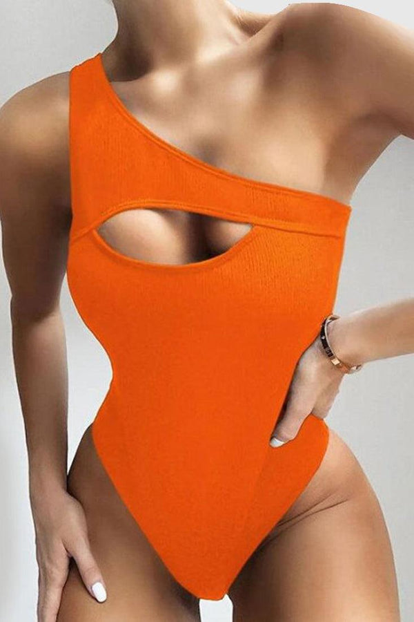 Orange Cut Out Sexy One Piece Swimsuit