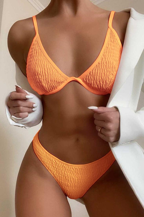 Orange U Underwire Cheeky Sexy Two Piece Sexy Swimsuit