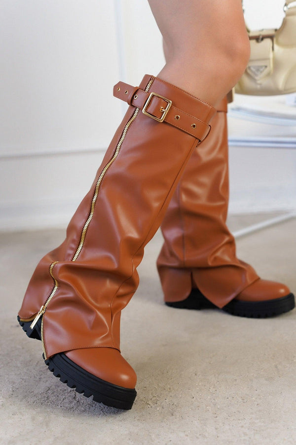 FUNAFUTI - TAN Thigh High Boots