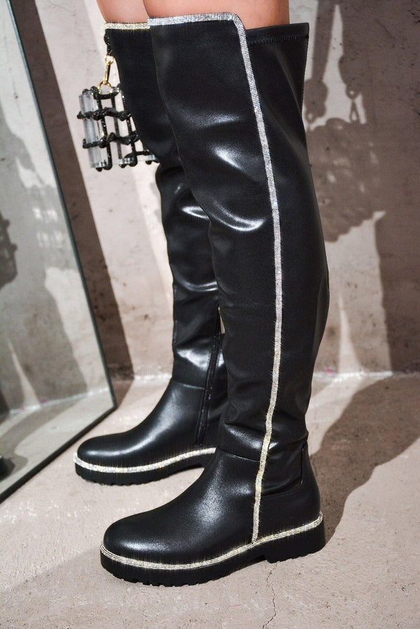 KURI - BLACK Thigh High Boots