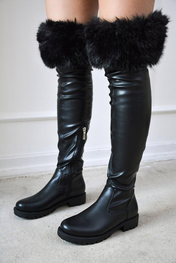 MEGHANI - BLACK Thigh High Boots