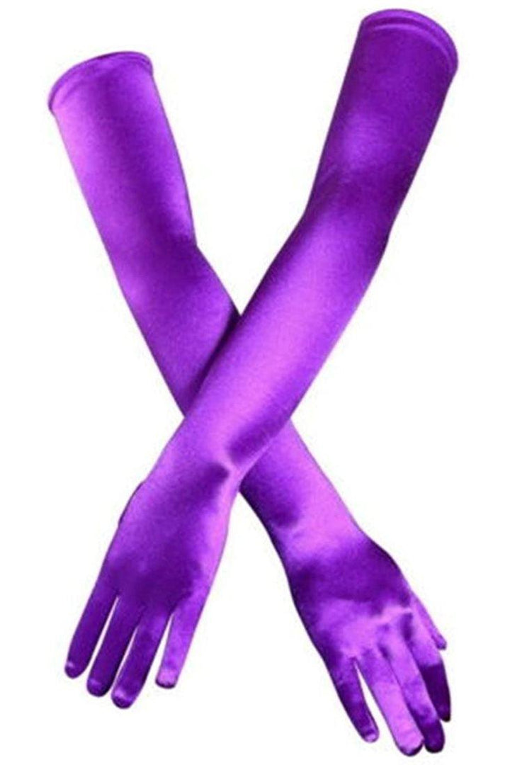Purple Extra Long Satin Gloves
