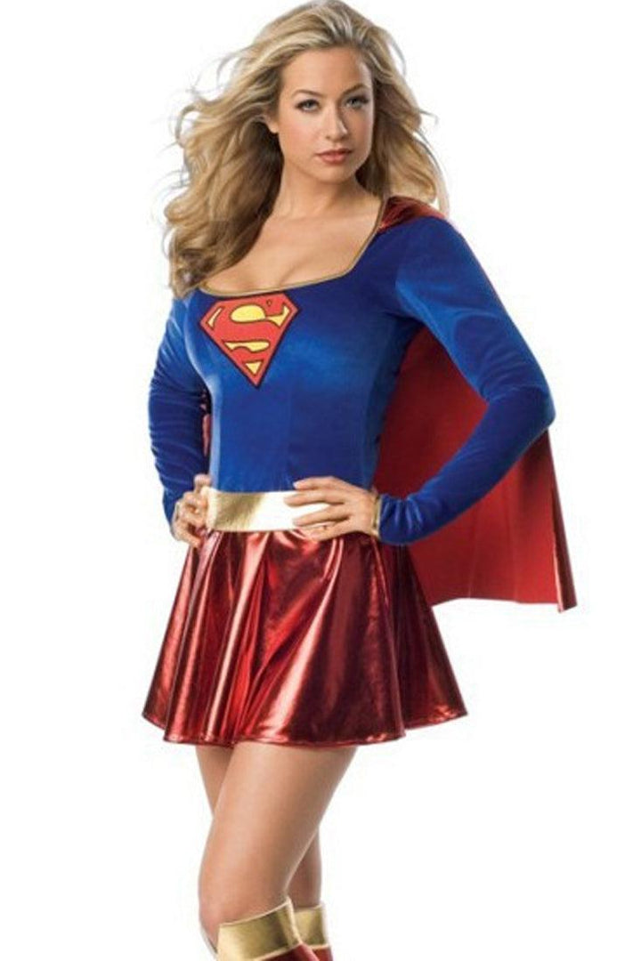 Red Blue Metallic Super Hero Cape Costume