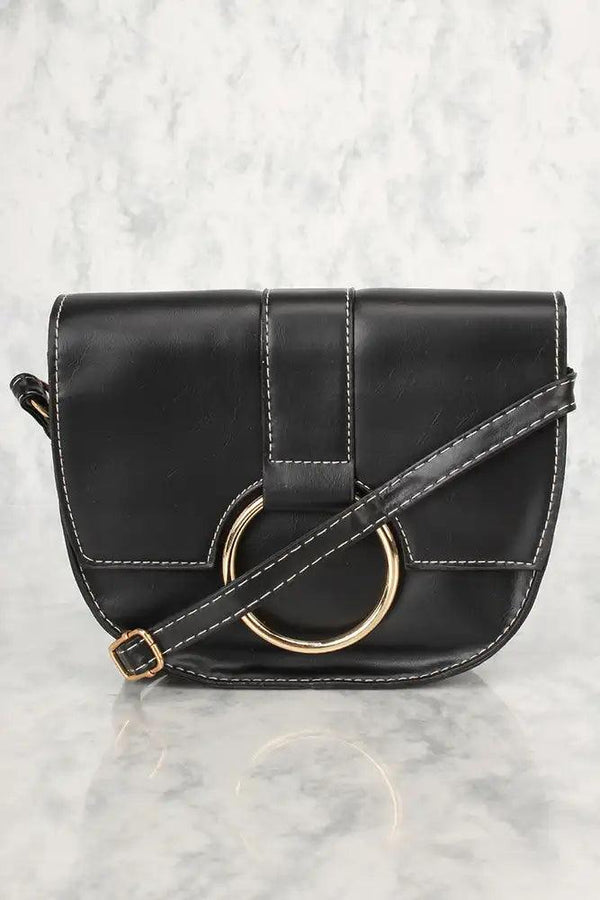 Sexy Black O-Ring Small Shoulder Handbag