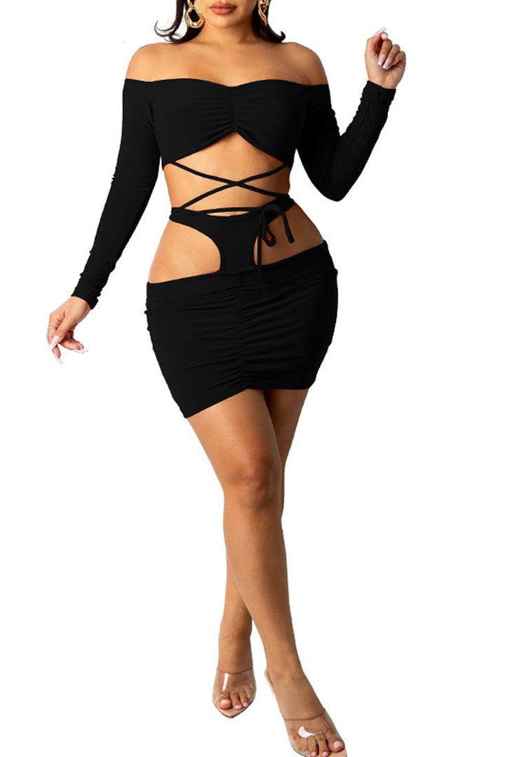 Sexy Black Strappy Cut Out Detail 2 Pc Set