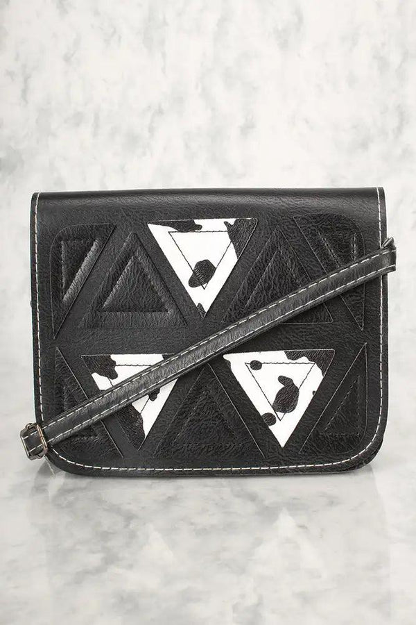 Sexy Black White Animal Print Geometric Faux Leather Mini Shoulder Handbag
