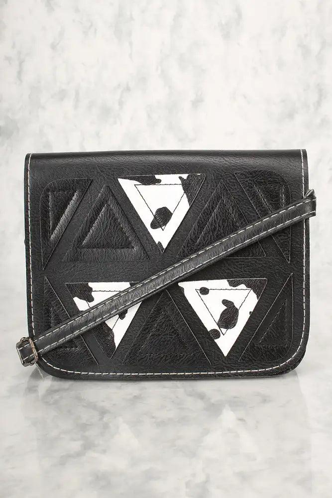 Sexy Black White Animal Print Geometric Faux Leather Mini Shoulder Handbag