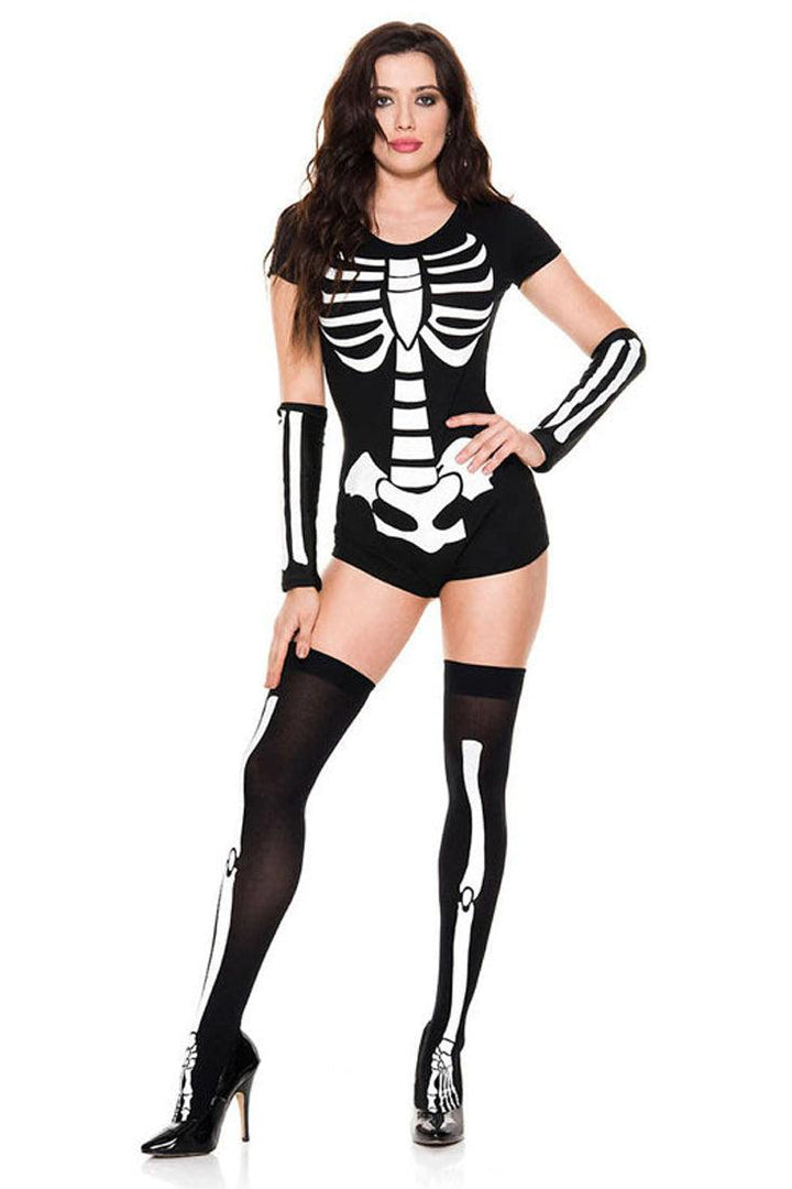 Sexy Black White Skeleton 3 Pc Costume