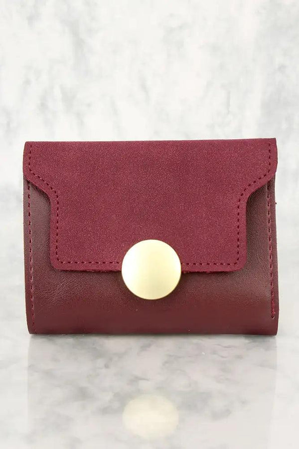 Sexy Burgundy Faux Leather Mini Wallet