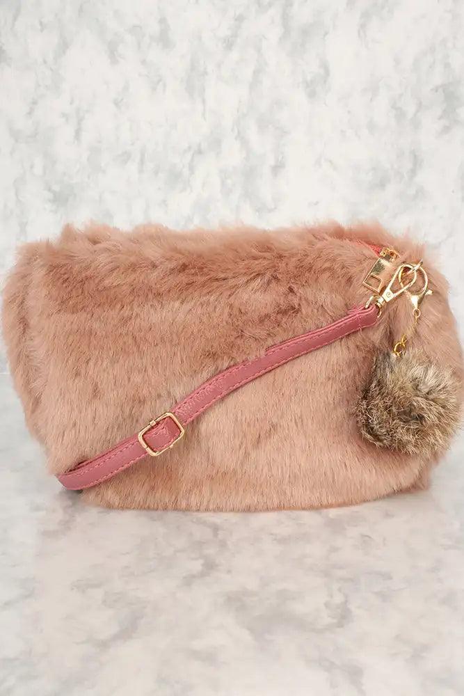 Sexy Camel Faux Fur Shoulder Handbag