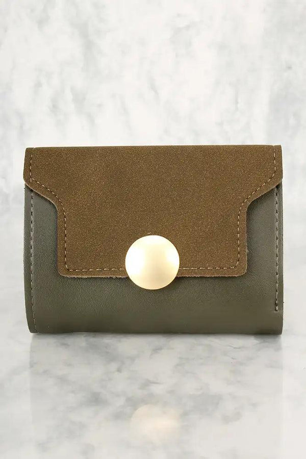 Sexy Dark Olive Faux Leather Mini Wallet