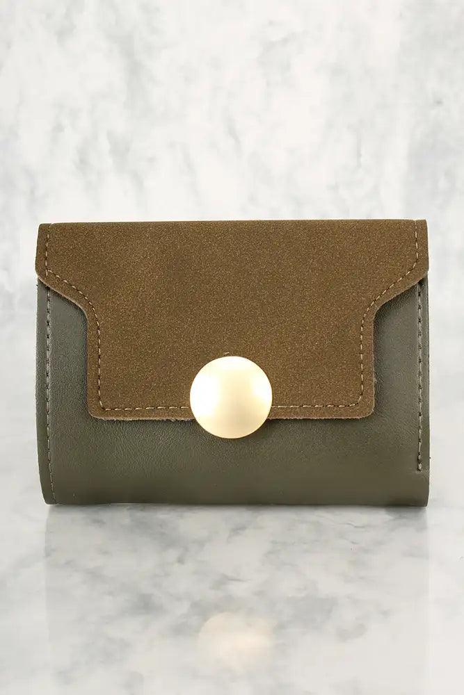 Sexy Dark Olive Faux Leather Mini Wallet