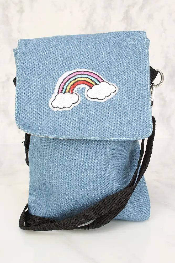 Sexy Denim Rainbow Patch Mini Satchel Handbag