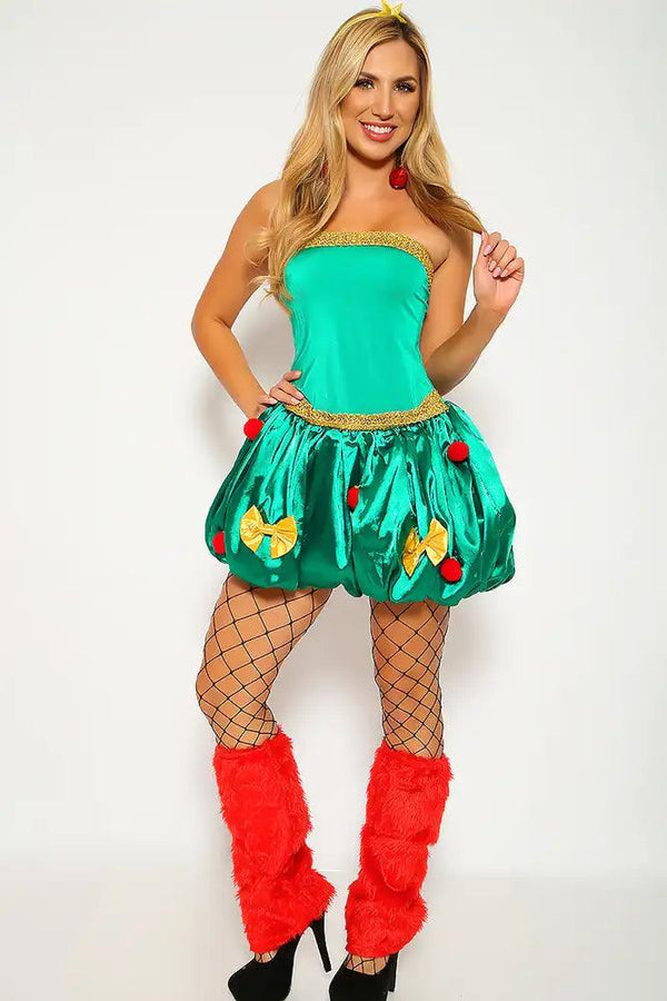 Sexy Green Tree Two Piece Holiday Costume