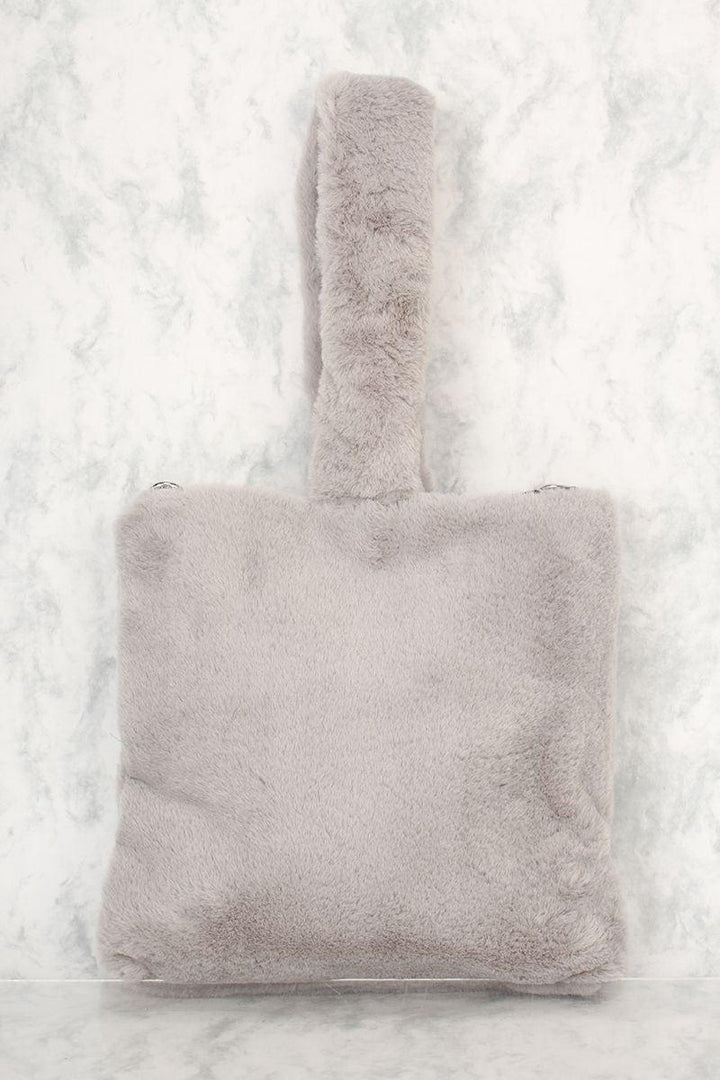 Sexy Grey Faux Fur Mini Tote Bag