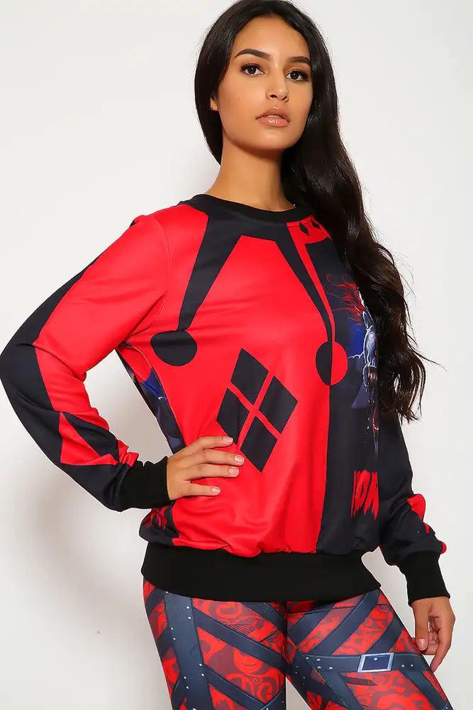 Sexy Jester Print Casual Halloween Sweater