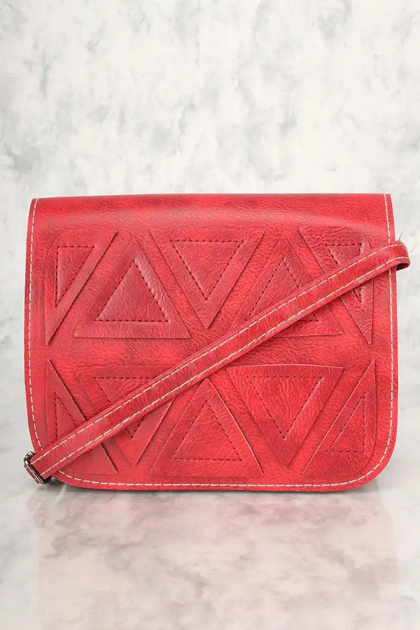 Sexy Red Geometric Faux Leather Mini Shoulder Handbag