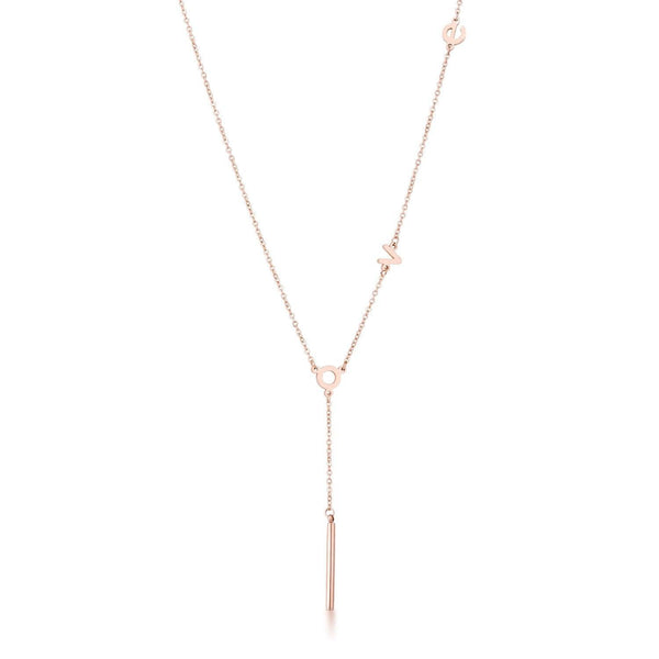 Stainless Steel Rose Goldtone LOVE Necklace.