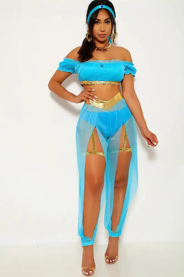 Turquoise Gold Princess Jas 3 Piece Costume