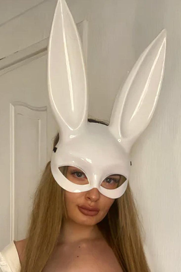 White Glossy Bunny Mask Costume Accessory