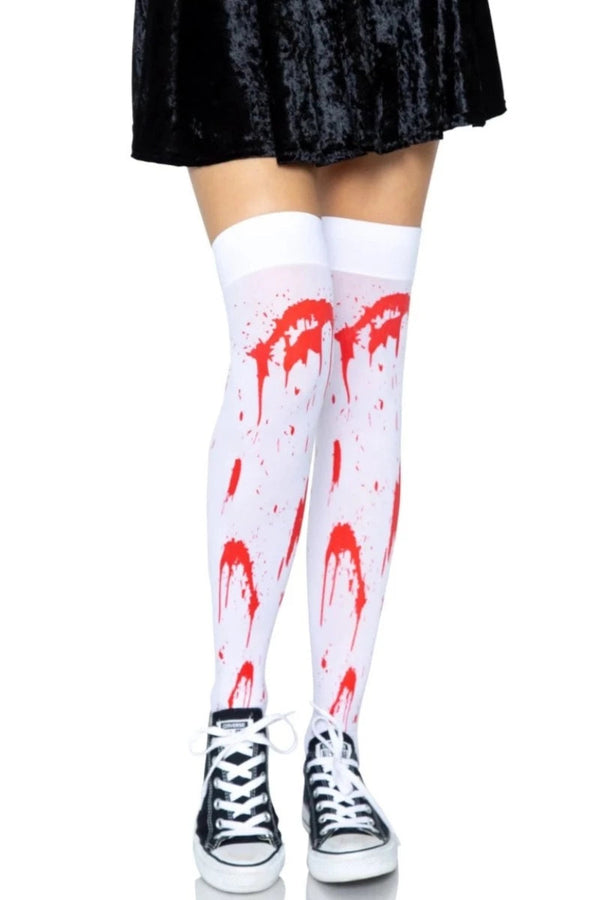 White Red Bloody Zombie Thigh Highs