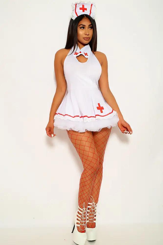 White Three Piece Nurse Costume